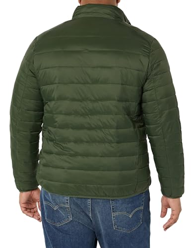 Amazon Essentials Herren Verstaubare, Leichte, Wasserabweisende Pufferjacke (Erhältlich In Big & Tall), Dunkelgrün, L
