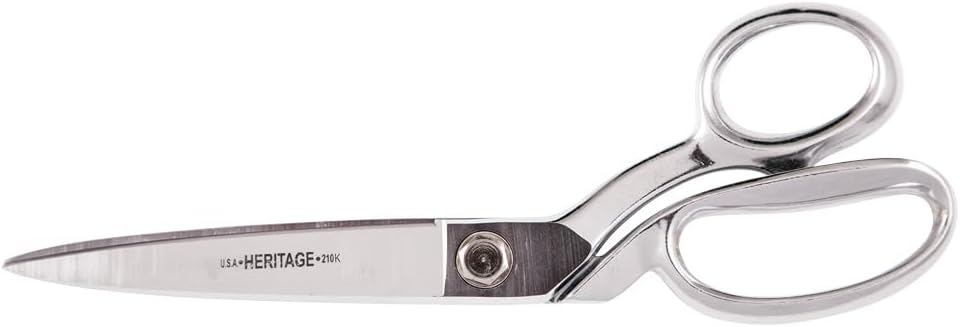 Klein Tools G210K Scissors, Made in USA, Bent Trimmer with Knife Edge for Big Table Top Cutting or Upholstery and Rubber Roofing, 10-Inch