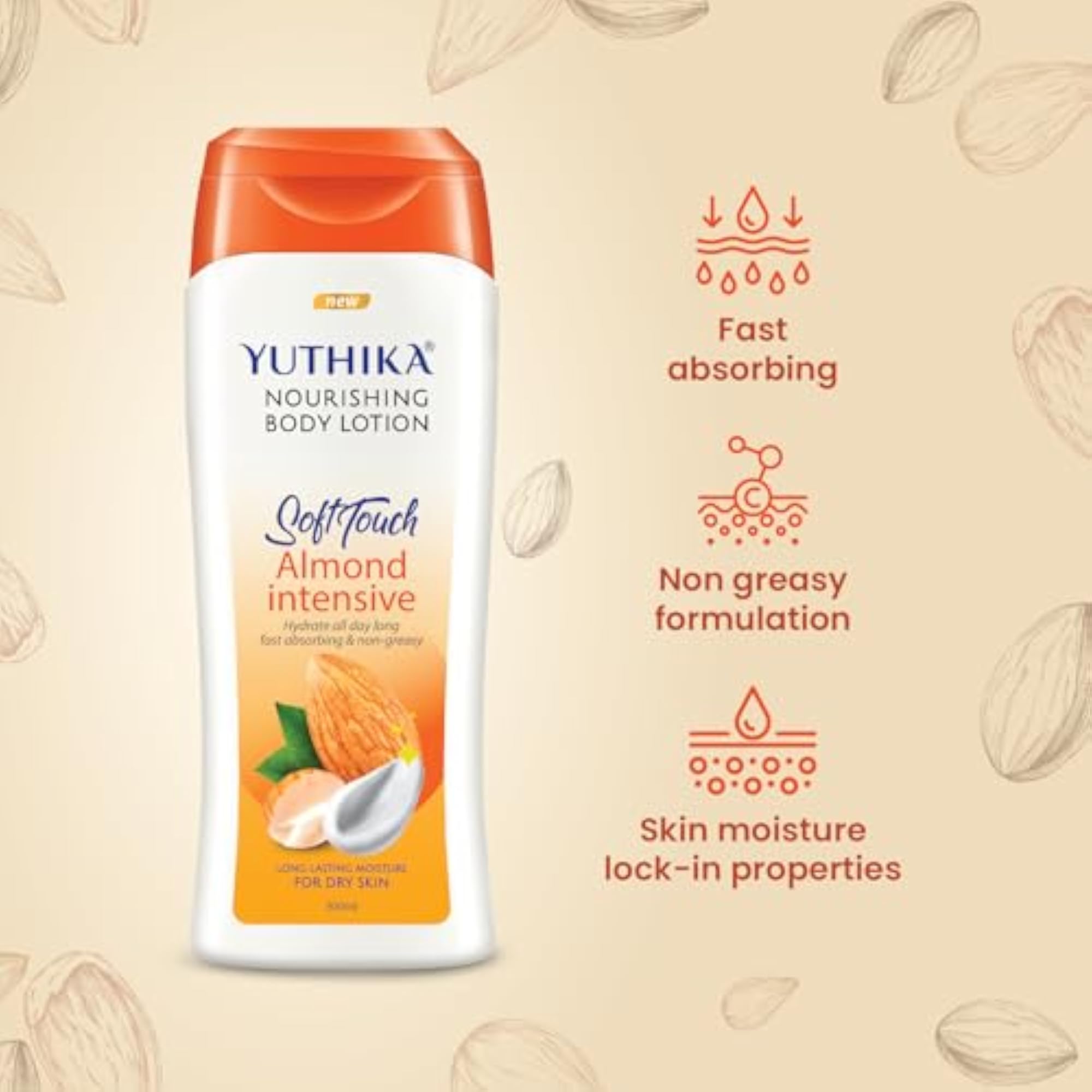 Almond Body Lotion 300ml with Moisturizer Cream 100ml