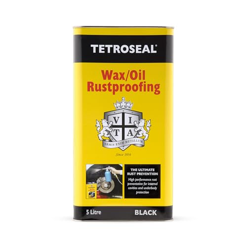 Tetroseal Wax/Oil Rustproof Black 5L Heavy-Duty Oils Waxes & Corrosion Inhibitors Kills Rust Silicone-Free Ideal for Underbody & Internal Protection
