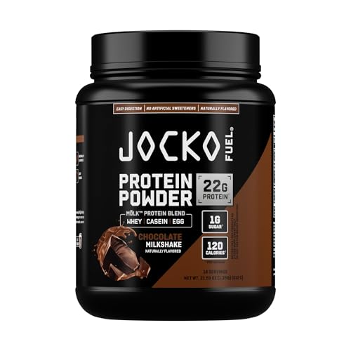 Jocko-Molk Grass-Fed Whey Protein Powder, Chocolate, 22g Protein, Digestive Enzymes, Probiotic Blend, No Sugar Added, Essential Amino Acids, Electrolyte Minerals, 18 Servings (Packaging May Vary)