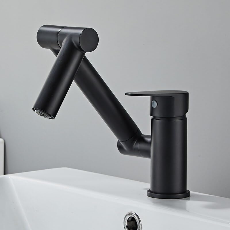 Robinet de salle de bain noir rotation 360 en laiton mitigeur lavabo ergonomique