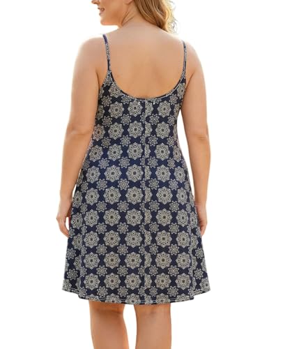 Image of 7th Element Women's Plus Size Slip Dress, Spaghetti Strap Summer Cami Sundress & Nightgown, Under Dresses & Beach Cover-up