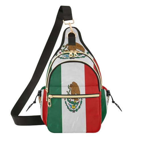 Sac à dos de poitrine antivol femme running bleu rouge drapeau Mexique
