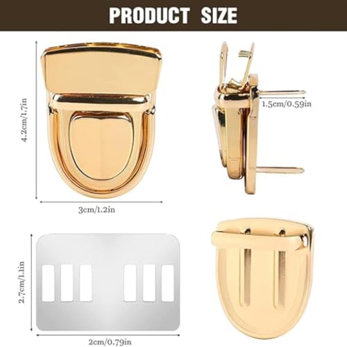 Tuck Lock Clasp Catch Purse Thumb Lock,8 Pcs Bag Clasp Catch Metal Tuck Lock Buckle Bag Clasp Turn Lock Handbag Closures Clasp Purse Thumb Press Lock for DIY Craft Wallets Bag Leather Handbags Making - Image 2