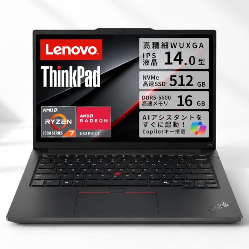 Lenovo ThinkPad E14 Gen 6 AMD �m�[�g�p�\�R�� 14�^ WUXGA����� Ryzen 7 7735HS 16GB������ 512GB SSD Wi-Fi 6E Bluetooth �L�� LAN���� ��1.44kg�y�� MIL-ST