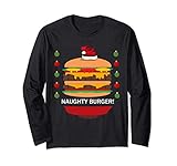 Hamburger Christmas Naughty Burger Ugly Sweaters Costumes Long Sleeve T-Shirt