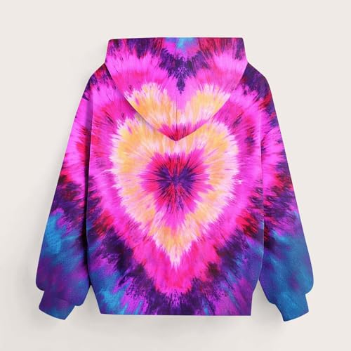 Girls Tie Dye Hoodies Kids Long Sleeve Oversized Hooded Sweatshirt Fashion Casual Athletic Pullover with Pocket4