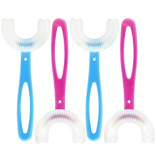 4 Pack U Shaped Toothbrush Kids, Protect Teeth and Gums Kids Toothbrushes Soft Brush Head U Shaped Toothbrush 360Â° Oral Cleaning U Shaped Toothbrush Kids Suitable for 2-12 Years Old Kids Toothbrush