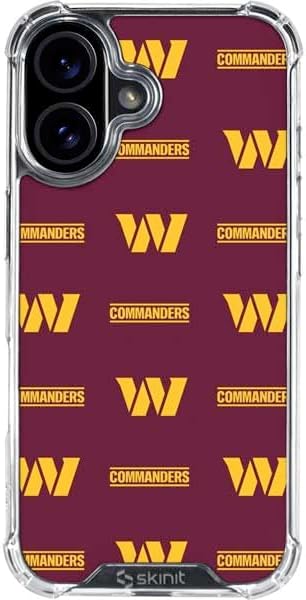 Skinit Clear Phone Case Compatible with iPhone 16 - Officially Licensed NFL Washington Commanders Blitz Series Design