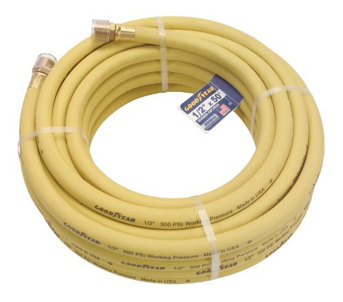 Goodyear EP 46562 1/2-Inch by 50-Feet 300 PSI Rubber Air Hose with 1/2-Inch MNPT Ends