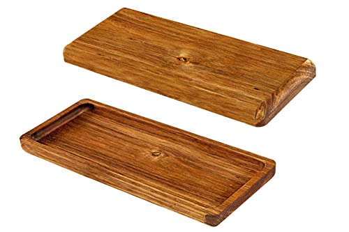 Strova Wood Serving Platters And Charcuterie Trays, Set Of 2, Rustic Wooden Servers With Raised Edge, Serve Cheese, Sushi, Holiday Snacks, And More #TOP3