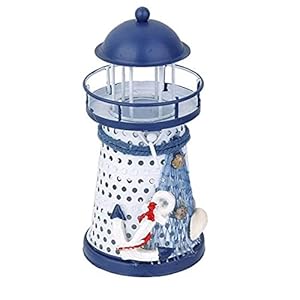Lighthouse Candlestick Metal Handmade Craft Tea Lights Holder Home Decoration Nautical Themed Ornament