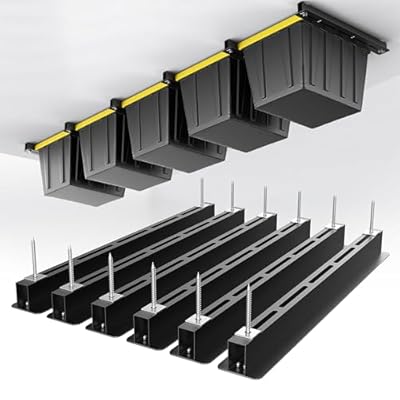 EVERHANGER Ceiling Storage Rack, Heavy Duty Overhead Garage Storage Rack, Adjustable Ceiling Bin Storage System, 6 Sets for 5 Bins, 26 Inch