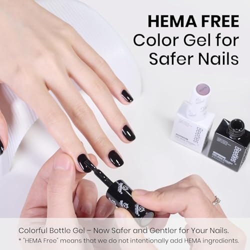 Image of Beetles Black White Gel Polish Kit - 2 Colors Hema-Free Soak Off UV Gel Polish Set Same Color Same Bottle Design Manicure Salon DIY Nails at Home for Women