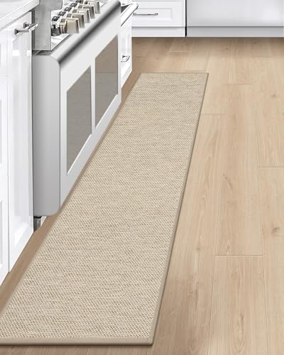 LEKEEPGO Tappeto Cucina Antiscivolo Lavabile 43x200cm, Passatoia Cucina, Tappeti Cucina Lavabile Antiscivolo, Assorbente Tappetino Cucina, Tappeto per Cucina, Corridoio, Lavanderia, Ufficio, Beige