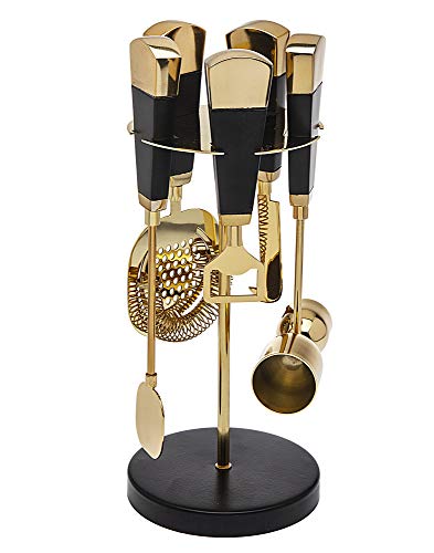 Godinger Bar Tool Set With Stand - Bartender Mixology Kit - 5 Pc Set Nero D'oro #TOP18