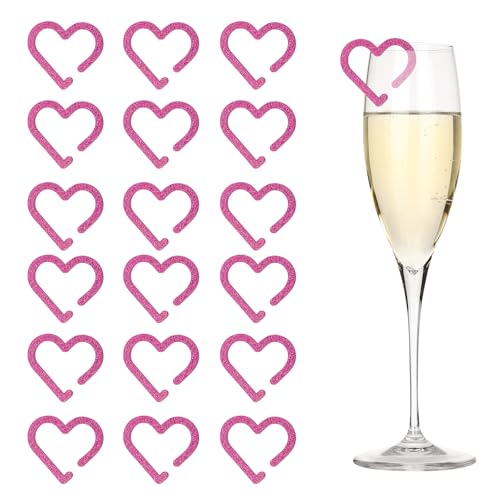 Étiquettes à boire en cœur rose pour sublimer vos verres de mariage
