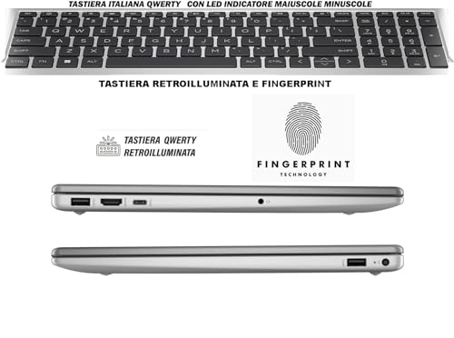 250 G10 Notebook portatile Silver, RAM 16GB, SSD 512GB, Display FullHD 15.6", nuovo processore Intel N200 4 Core da 3,7 GHz, tastiera retroilluminata, fingerprint, Win 11 Pro, pronto All'uso, Ita - Notebook - Immagine 7