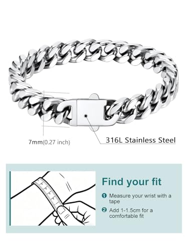 Pulsera Supcare Cuban Link para Hombre 7mm Acero Inoxidable miniatura 6