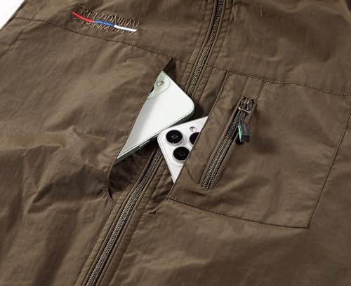 Image of Lightweight Outdoor Vest Jacket for Men, Windbreaker for Golf, Safari, Travel, Fishing, Hiking