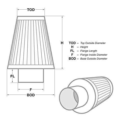 Image of aFe POWER Magnum FLOW Universal Air Filter w /Pro 5R Oiled Media - 3 inch Inlet, 7 inch Tall - #24-30009