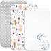 Lovely Hippo 2 Sabanas Minicuna Colecho 100% Algodon + 1 Protector de colchón Impermeable para minicuna Bebe – 50x83cm - Compatible con cunas, colchon (Animales Bosques, 50 x 83 cm)