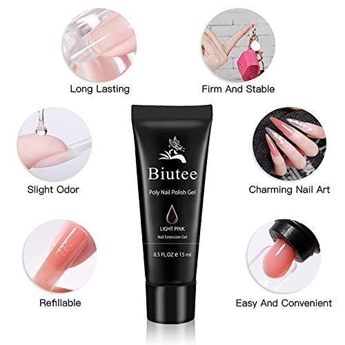 Biutee Nail Extension Gel Kit 2pcs 15ml Poly Gel mit 30ml Slip Solution Top & Base Coat Nail Art Tool Nagel Maniküre… – Bild 6