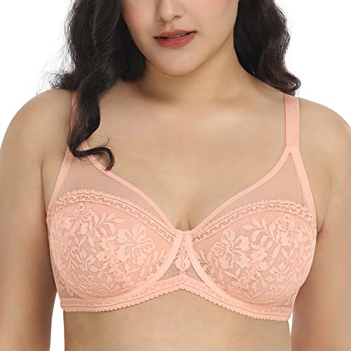 Hsia Minimizer Bras For Women Full Coverage, Unlined Bras With Underwire Unpadded Bra For Large Breast Women Peach Pink #TOP21