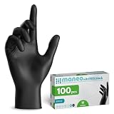 maneo 100x Einweghandschuhe Schwarz, Nitril Handschuhe puderfrei M