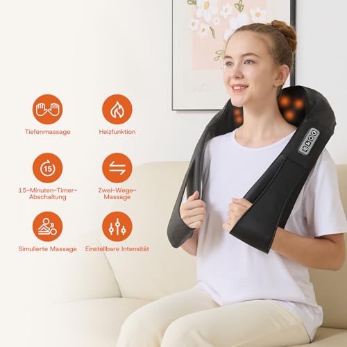 LAOBEN Massagegerät von tiefem Gewebe Shiatsu Nackenmassagegerät mit Thermostatfunktion Elektrisch Massagegeräte für Nacken Schulter Rücken Muskel Schmerzlinderung zu Hause Büro und Auto 4