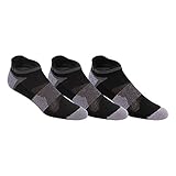 ASICS Unisex Quick Lyte Cushion Single Tab Socks (3 Pairs), Black/Grey Heather, Small