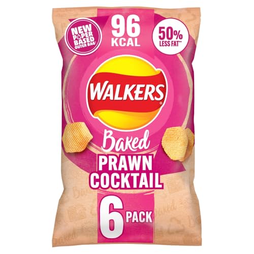 Walkers Oven Baked Prawn Cocktail Crisps, 6 x 22g