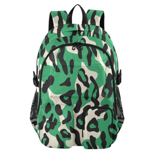 Mochila para laptop con estampado de leopardo esmeralda universitaria y ejecutiva