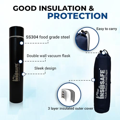 Image of Insulin Mini Travel Case | Cooler for Bottles, Vials & Pens | 12+ Hours Cooling Bag with 1 Biogel Ice Pack | TSA Approved Insulin Cooling Case for Diabetic Medicine Travelling (Colour May Vary)