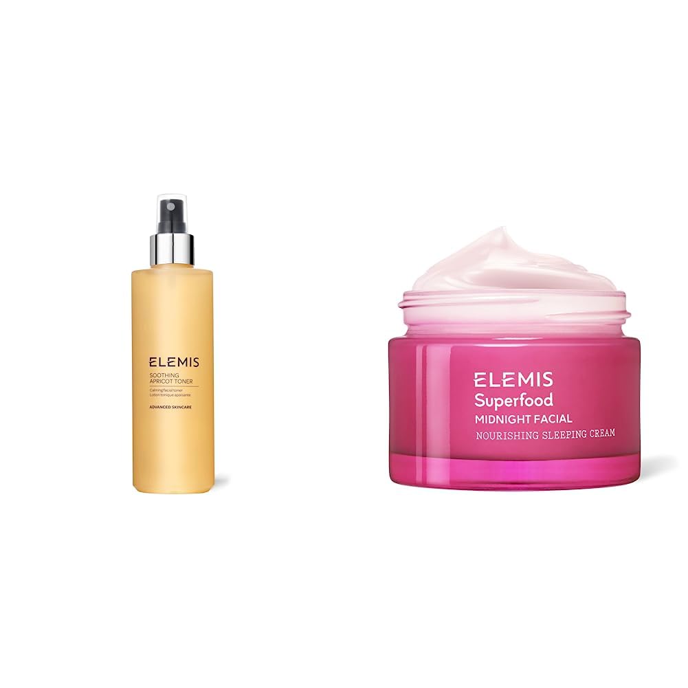 ELEMIS Soothing Apricot Toner, tónico facial calmante 200 ml + (Paquete de 1) Superfood Midnight Facial Nourishing Sleeping Cream 50ml