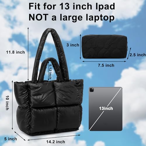 Puffer Tote Bag, Quilted Puffy Purse, Cute Padded Winter Shoulder Bags, Lightweight Down Handbag for Women Work Travel2