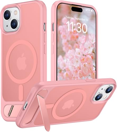 Image of Magnetic Compatible with iPhone 15 Case, [Built-in Invisible Kickstand][Compatible with MagSafe] [Military Grade Shockproof] Slim Translucent Matte Phone Case for iPhone 15 6.1 inch
