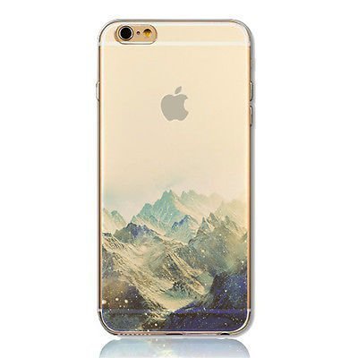 DECO FAIRY Compatible with 6 Plus / 6s Plus, Nature Himalayas Mountains alps Lover Mount Hills Trek Bike Road trip series Transparent Translucent Flexible Silicone Cover Case