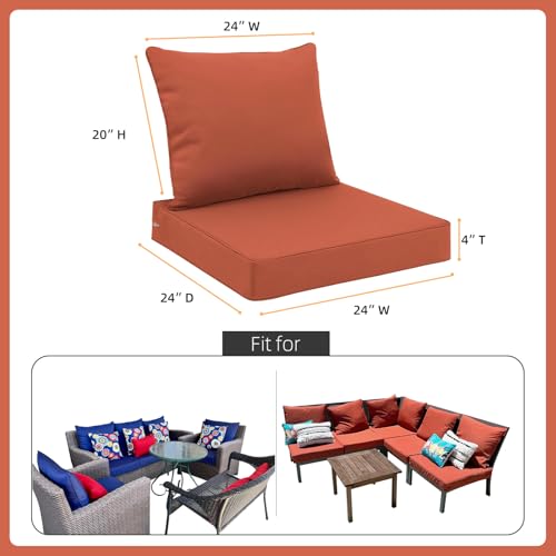 Image of Favoyard Outdoor Patio Seat Cushions Set, 24 x 24 Inch, Waterproof, Red