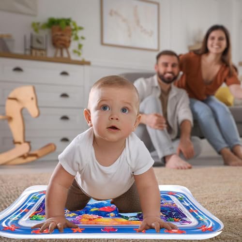 Wassermatte Baby Spielzeug, Sensorische Wasser Spielmatte, Aufblasbare Wassermatte Wasserbett für Haustier, Sensory Water Playmat für Katzen Hunde, Wassermatte Sensorisches Spielzeug für Kinder