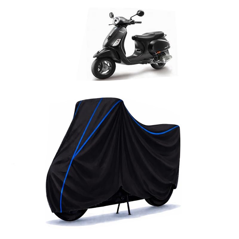 Image of Scooty Cover Water Resistant for Notte BS6 | Universal Scooter & Bike Cover | Heavy Duty UV Dust, Rain & Scratch Protection | Elastic Fit All Weather Indoor Outdoor | Black with Blue Piping