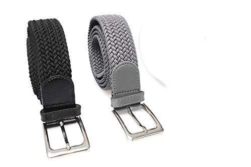 Speed 2 stuks stretchriemen met een totale lengte van 115 cm en 3,5 cm breed elastische gevlochten rekbare 1 x zwart en 1 x grijs.