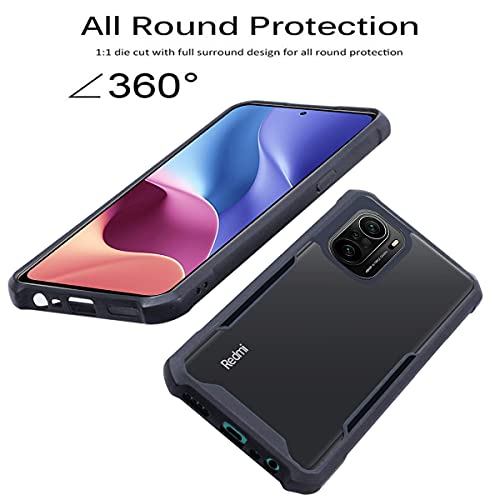Image of Jkobi Back Cover Case for Xiaomi Redmi K40 (Crystal Glass Back | Camera Protection | Shockproof Bumpers | Professional Black)
