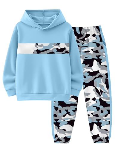 Image of Boys Clothes Boy Outfits 2-Piece Long Sleeve Hoodie and Camouflage Pants Boys Fall Winter Clothes for 6-16 Years
