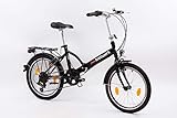 Tretwerk - 20 Zoll Klapprad - Folding schwarz – Faltrad mit 6 Gang - Shimano Kettenschaltung - leichtes Folding Bike - praktisches Fahrrad für die Stadt