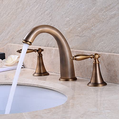 Mitigeur de lavabo à double levier chic au design antique trois trous de qualité - 2
