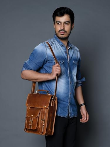 11" Genuine Leather Messenger Bag for Men | Tablet Satchel for Men & Women | Leather Office Bag for Men | Laptop Bag for Men & Women | Hand Bag for Men | Premium Leather Vintage Bag (Brown)4