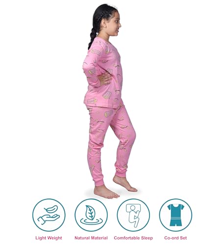 Image of Hestia | H.NSG.N.1 | Kids Girls Nightwear | Sleepwear | Cotton |Trouser Full Sleeves Tshirt | Elastic Waist |Night Dress with Pyjama Tshirts for Girls|All Over Horse Printed |Blue Color 4-6Yrs |Set 1