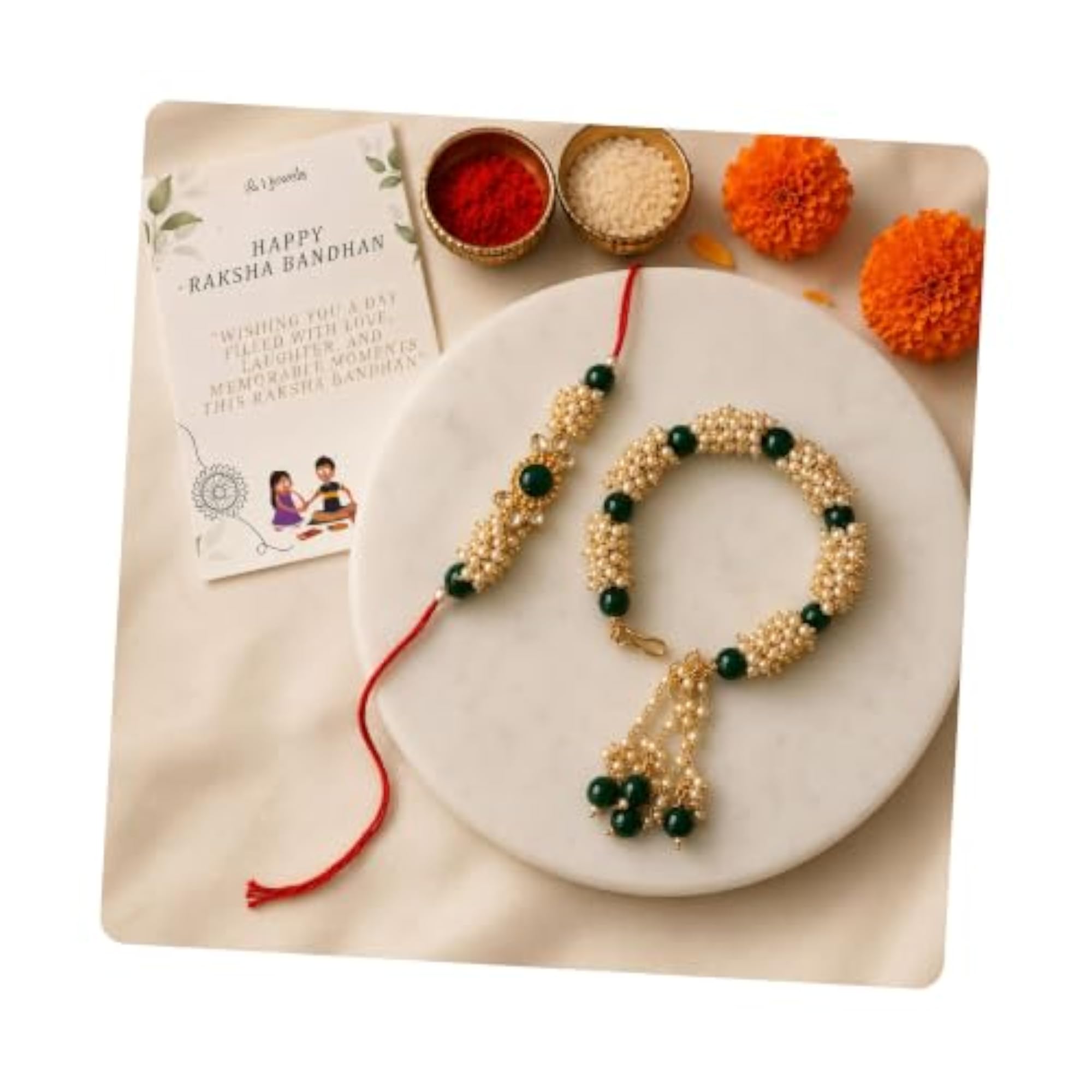 Designer Bhaiya Bhabhi Hanging Lumba Rakhi Combo Set